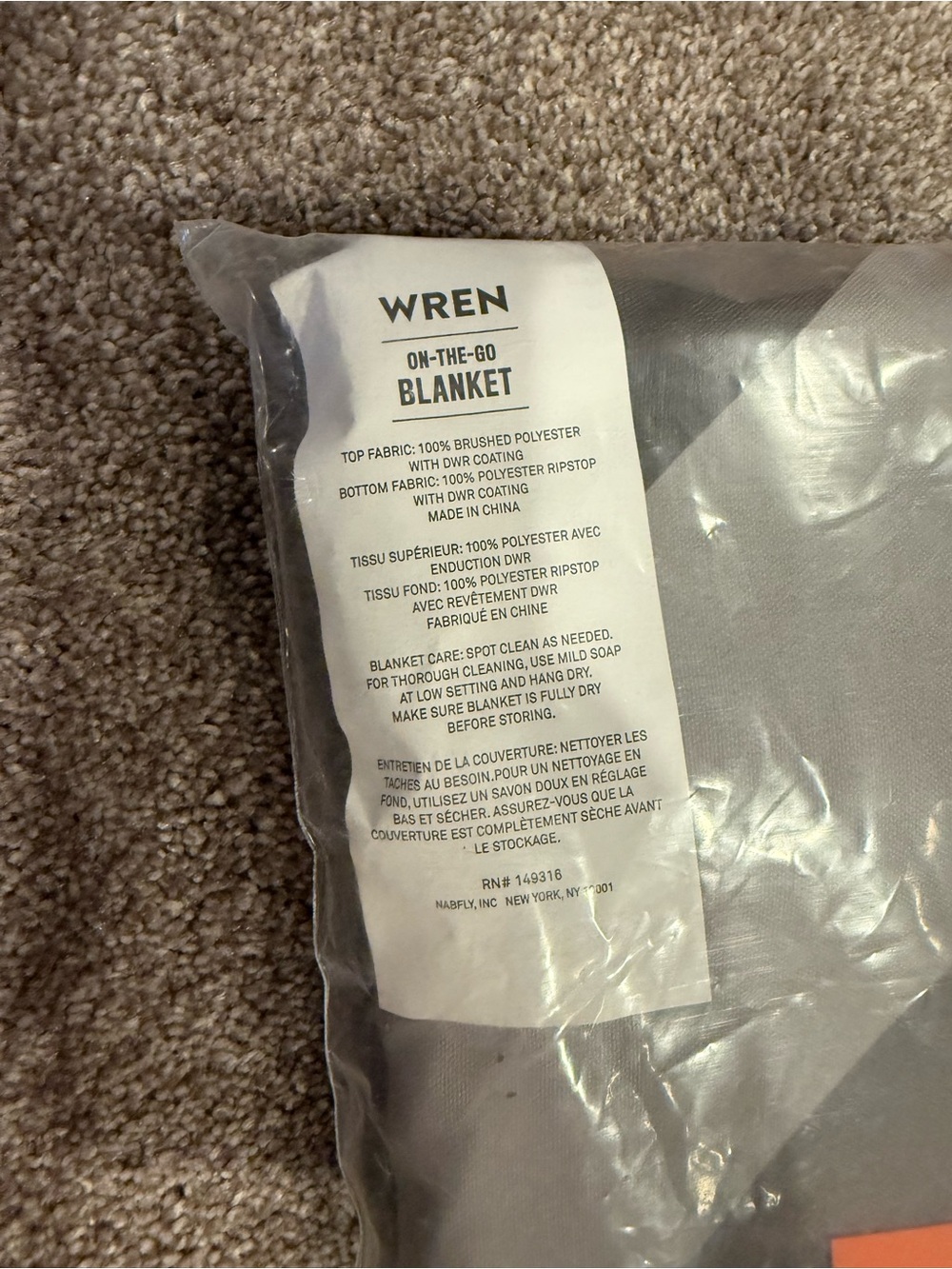 Wren Lightweight Travel Blanket in Gray & Black - Picture 3 of 4